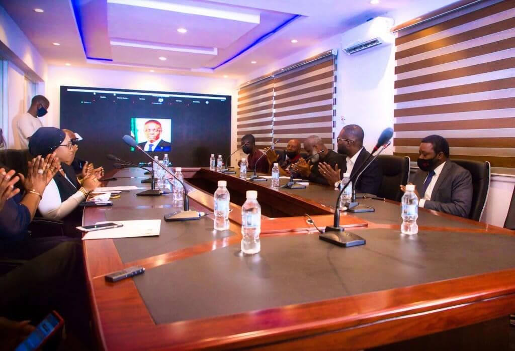 Lagos State Governor, Babajide Sanwo-Olu addressing participants at the official launch of Creative Lagos program.