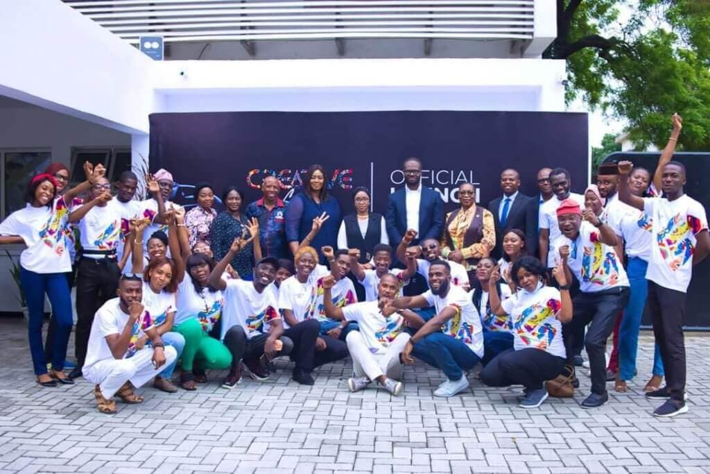 The Honorable Commissioner for Tourism, Art & Culture, Mrs Uzamat Akinbile Yussuf, The President of the Del-York Creative Academy and a cross section of beneficiaries who were present at the launch.